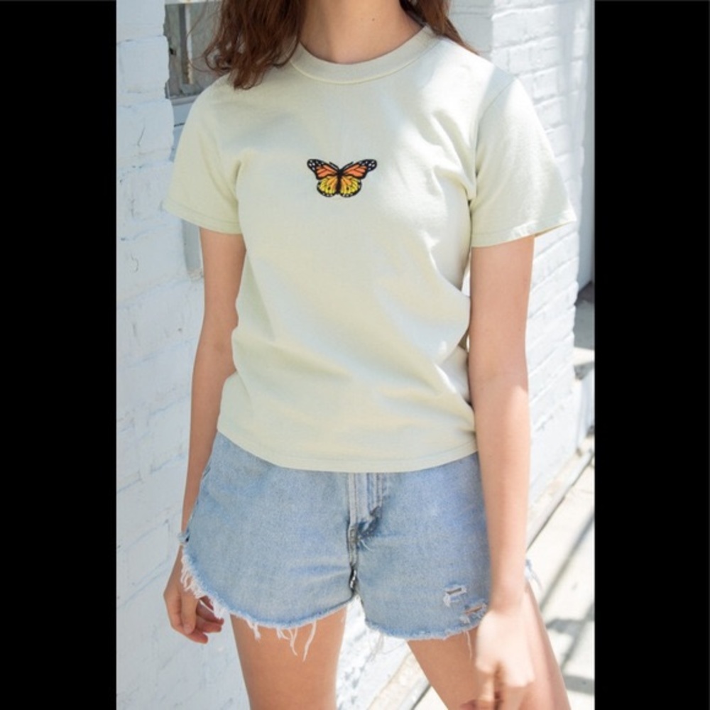 Brandy Melville Green Butterfly Top